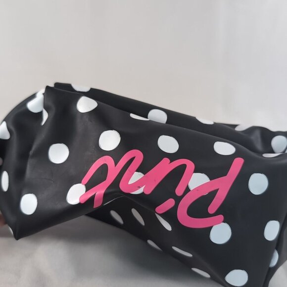 Victorias Secret PINK Loco for Coco Polka Dot Toiletry Cosmetic Bag Travel Black - Picture 13 of 16